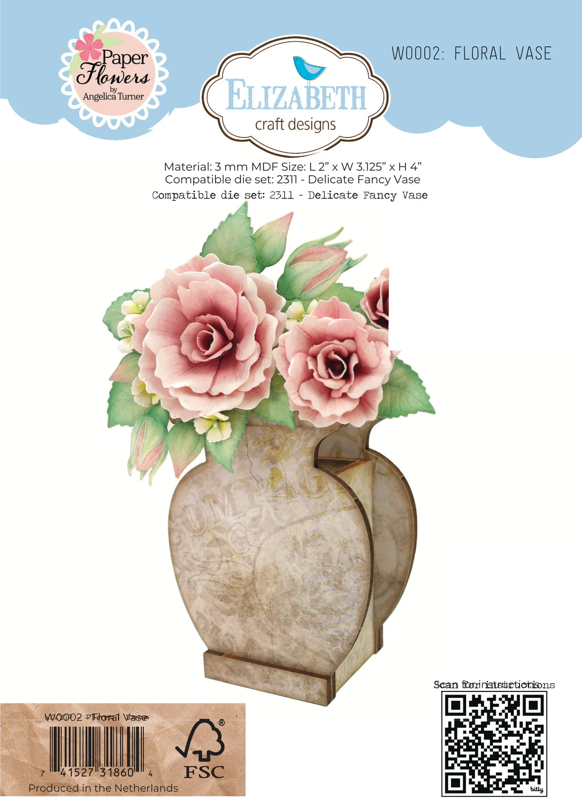 Elizabeth Craft Designs Wooden Floral Vase Kit